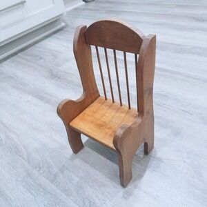 Vintage Handcrafted Wood Spindle Wingback Doll Chair Miniature Furniture